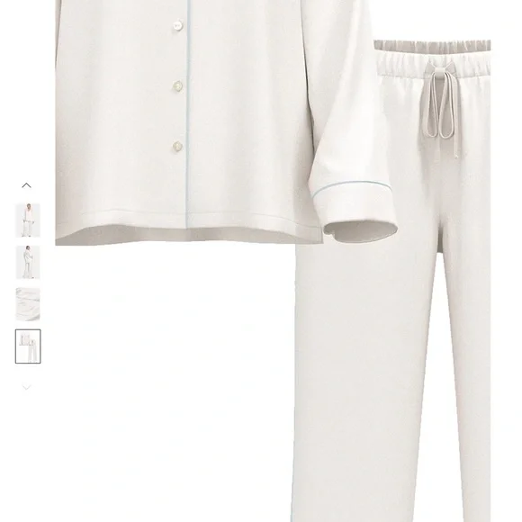 Victoria’s Secret Bride Satin Pajama Set White Blue Bridal PJs NWT M - Picture 9 of 14